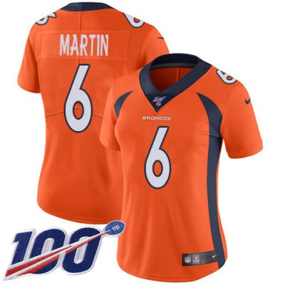 Nike Denver Broncos #6 Sam Martin Orange Team Color Women's Stitched NFL 100th Season Vapor Untouchable Limited Jersey